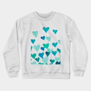 Valentine’s Day Watercolor Hearts – turquoise Crewneck Sweatshirt